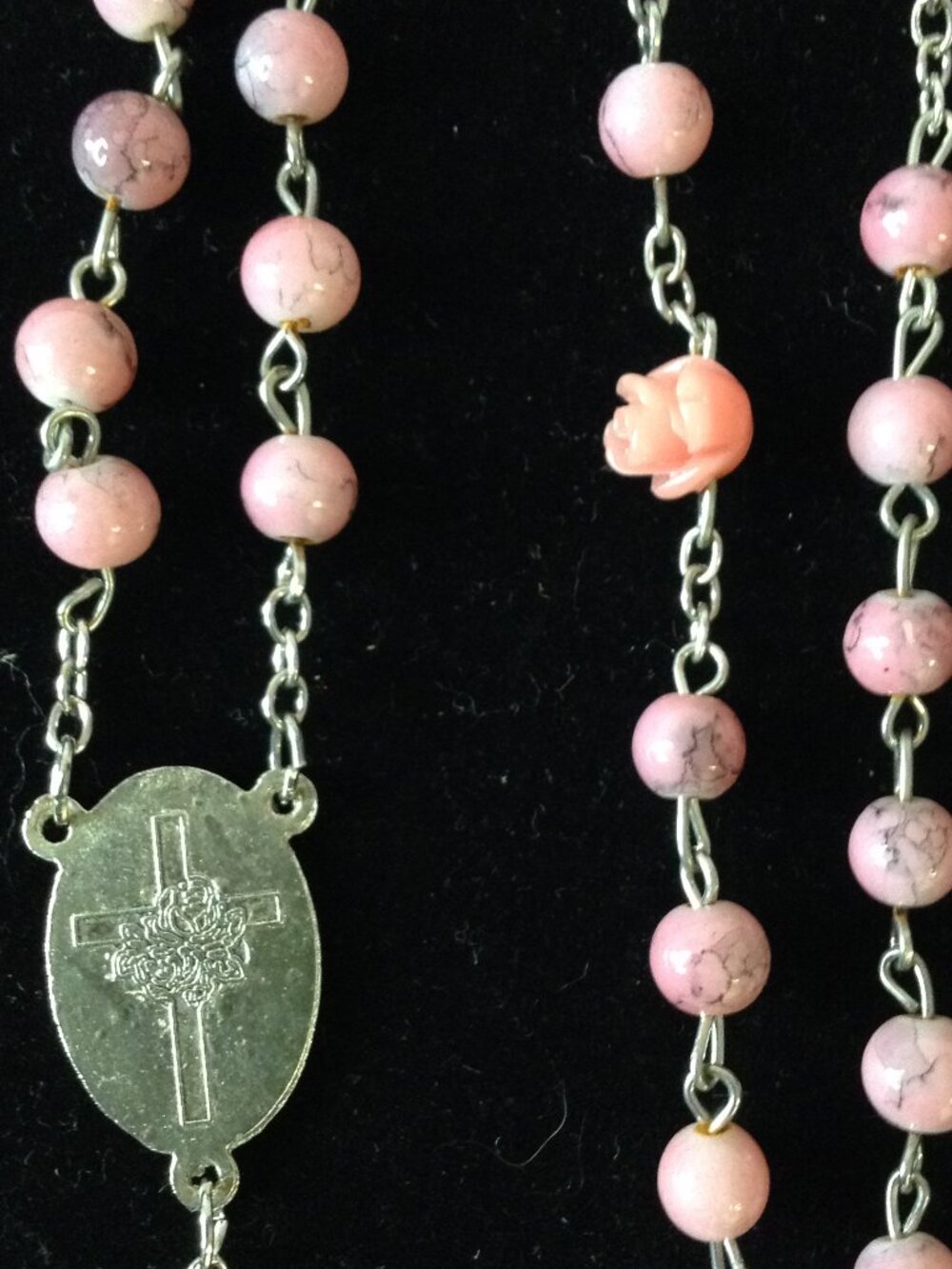 VTG 50's/70's Rosebud Rosary Glass Beads St. Theresa Religious Catholic Prayer - Picture 2 of 8